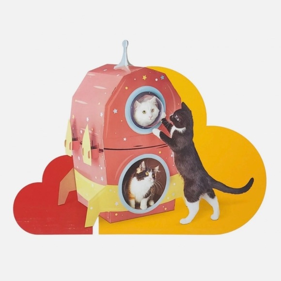 Boots & Barkley Cat Boots Barkley Cat House 2 Story Retro Spaceship